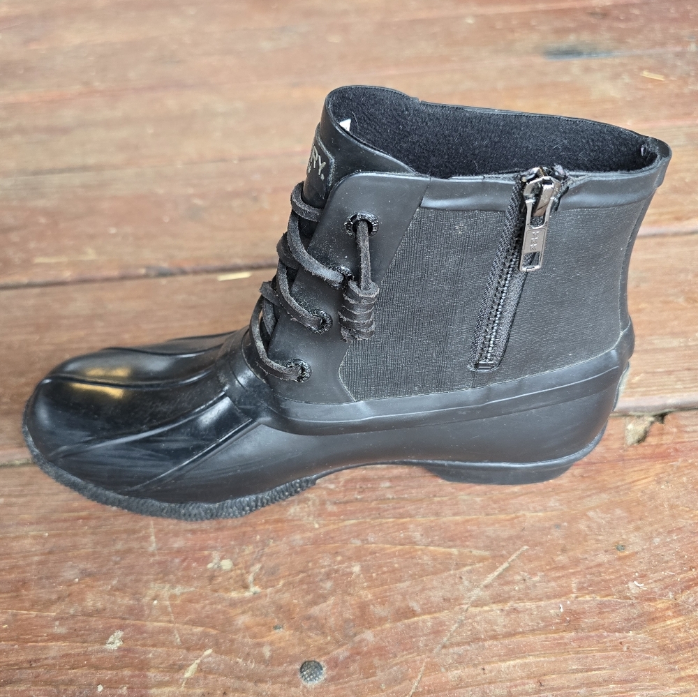 Sperry Womens Black Rubbberized Sider       Size 6.5 STS82032 - Picture 5 of 10